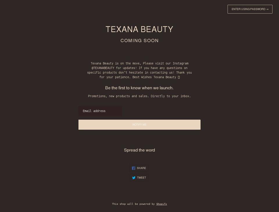 texana-beauty.myshopify.com shopify website screenshot