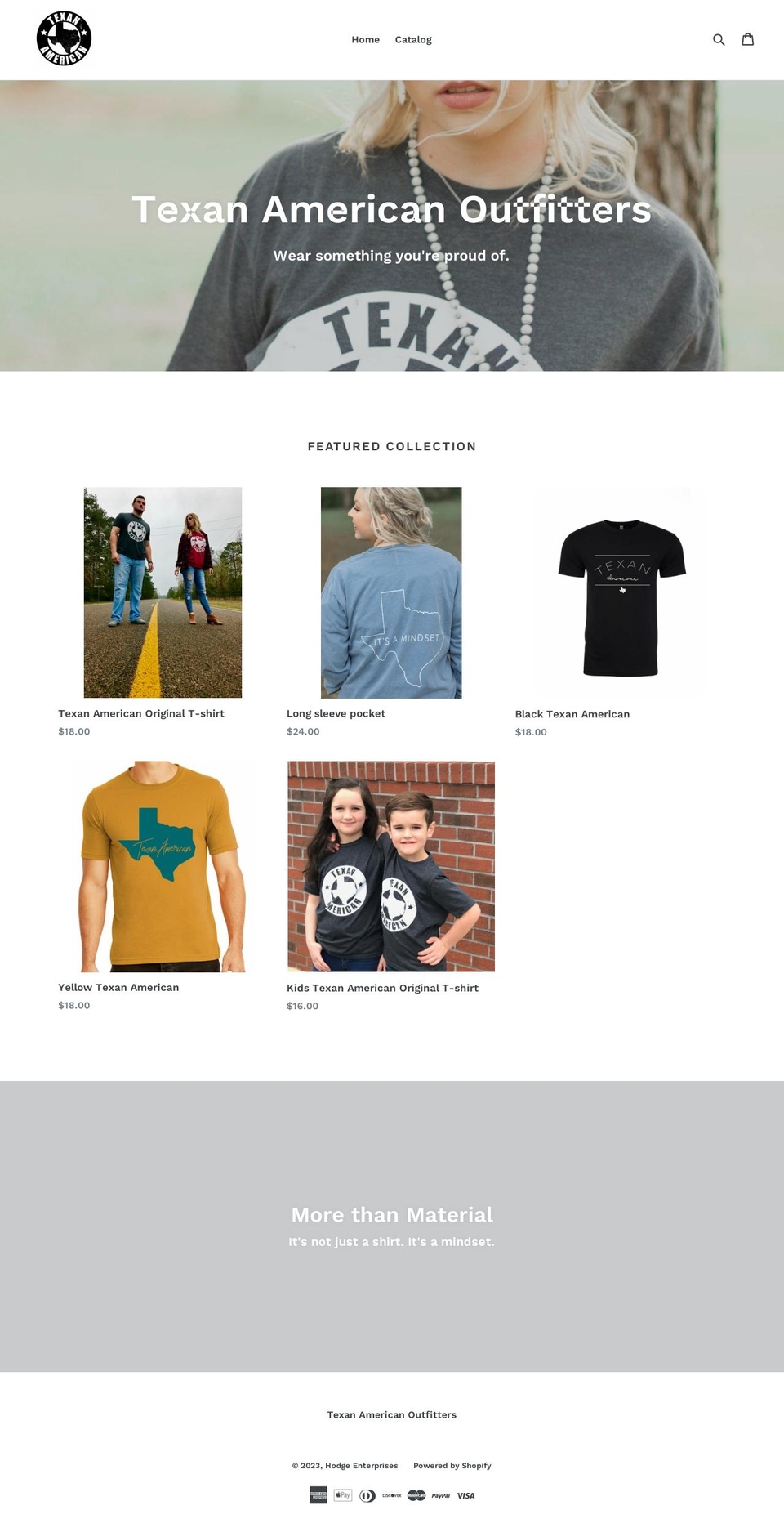 texanamericanoutfitters.com — Shopify storefront screenshot