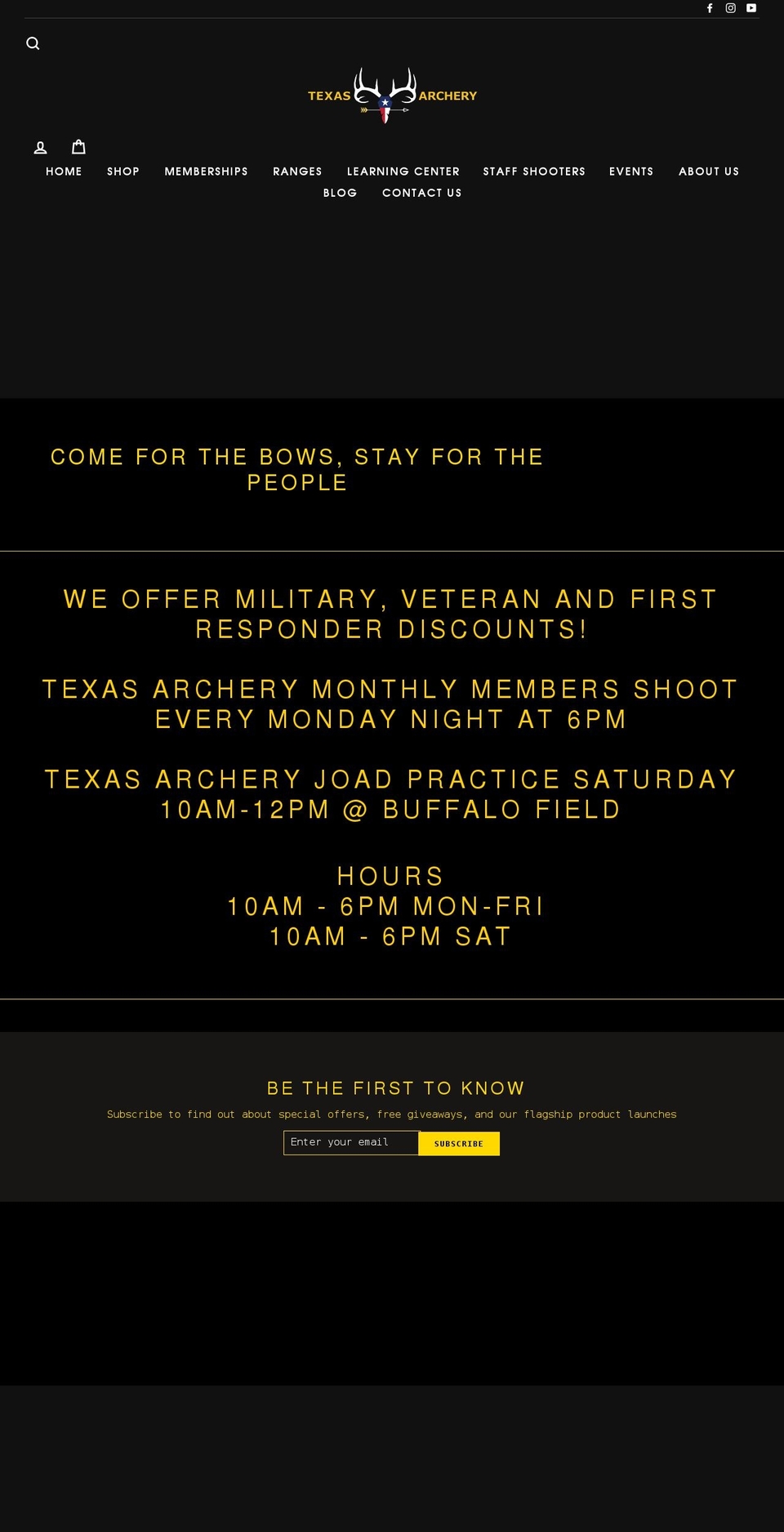 texarchery.com shopify website screenshot