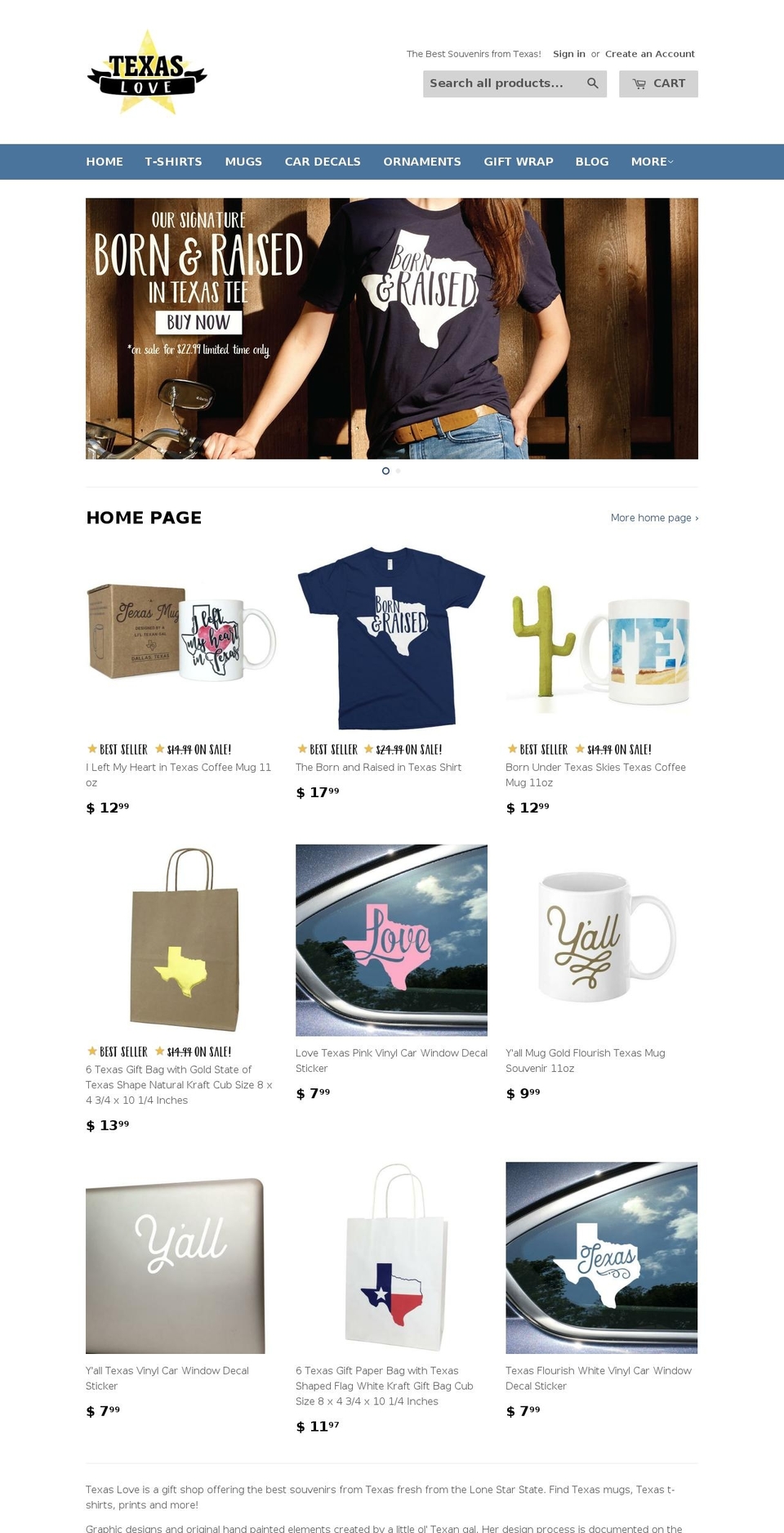 texas-love.com shopify website screenshot