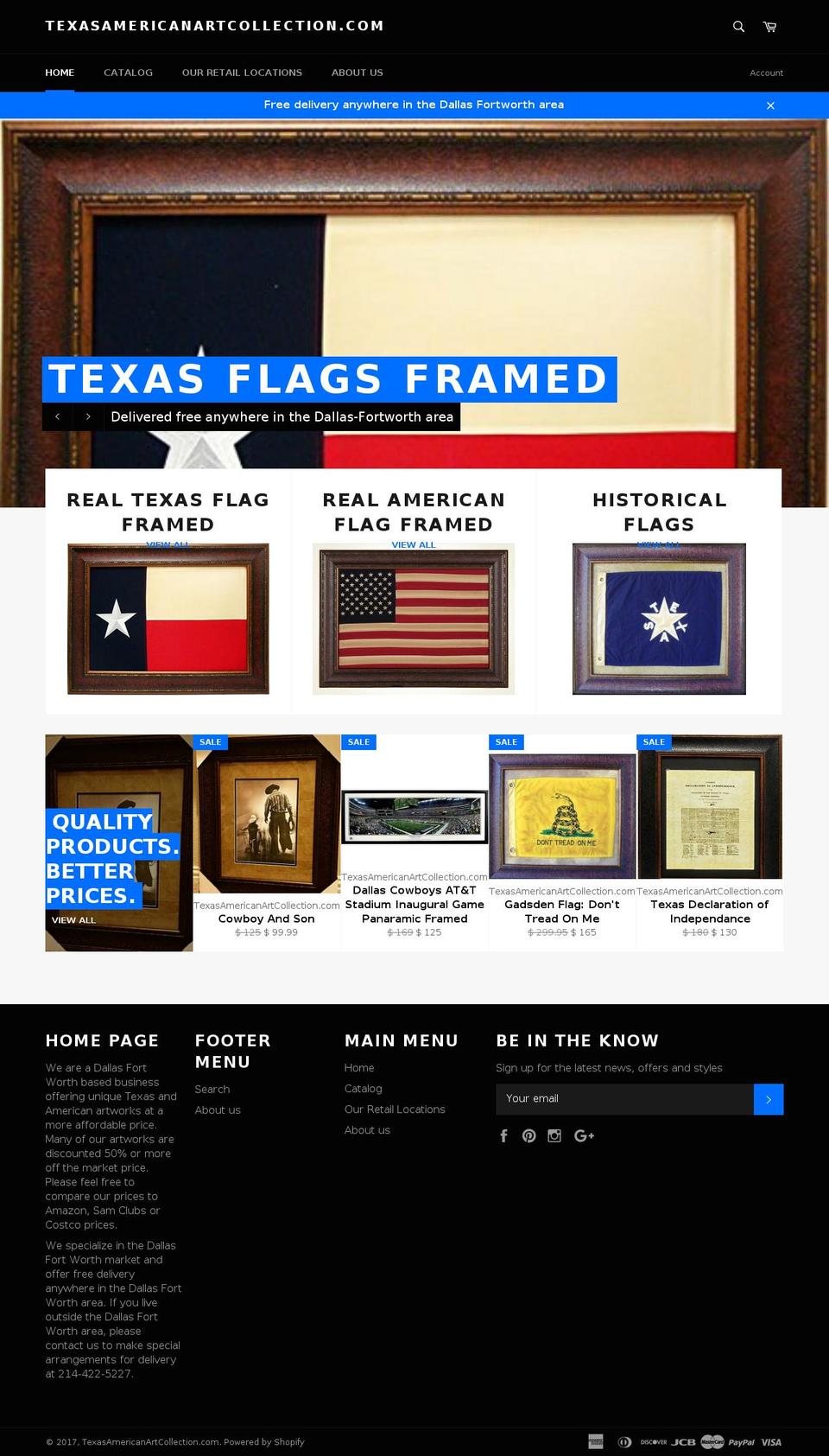 texasamericanartcollection.com shopify website screenshot