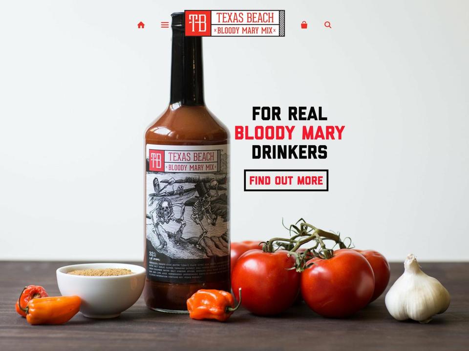 texasbeachbloodymary.com shopify website screenshot