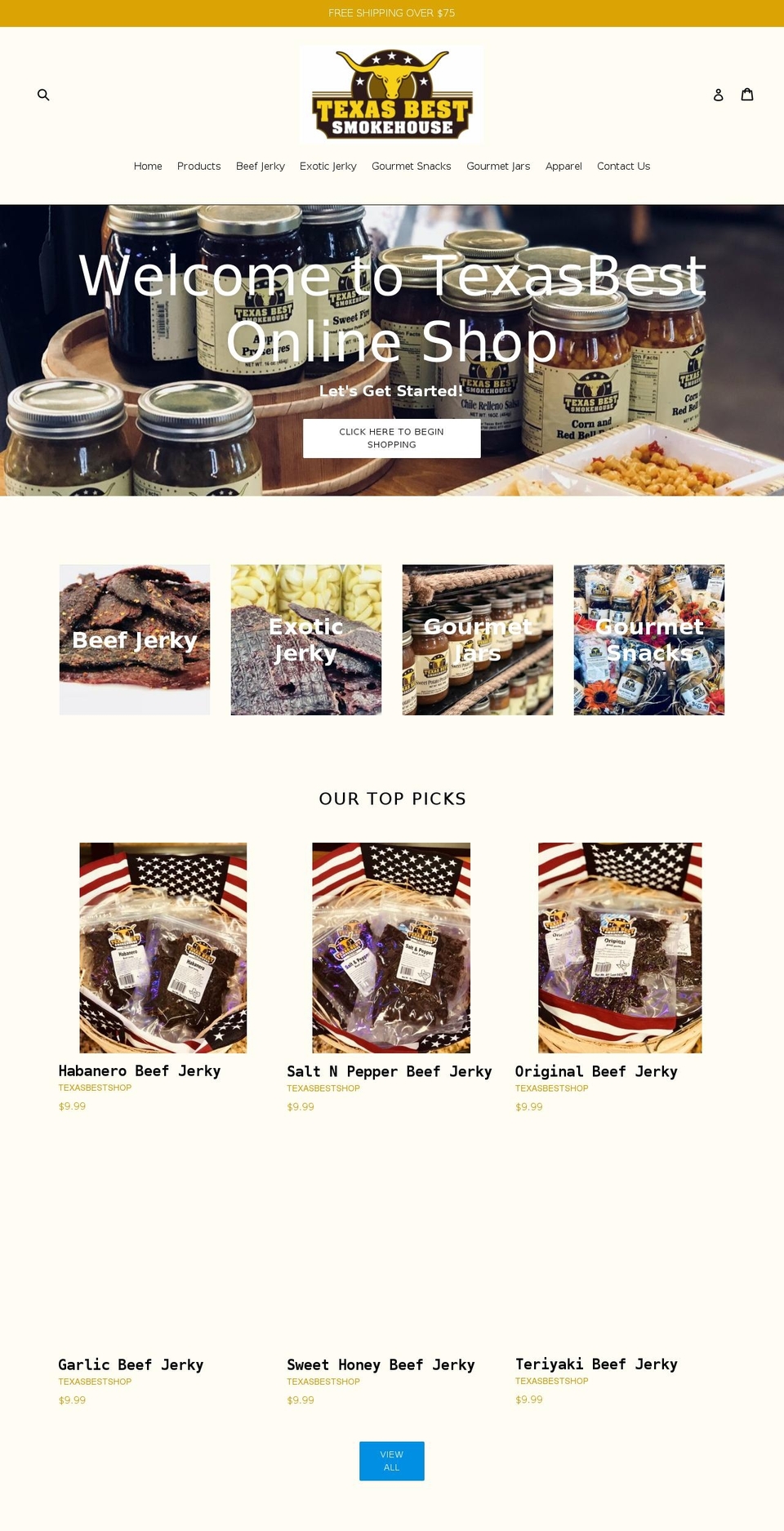 texasbestshop.com shopify website screenshot