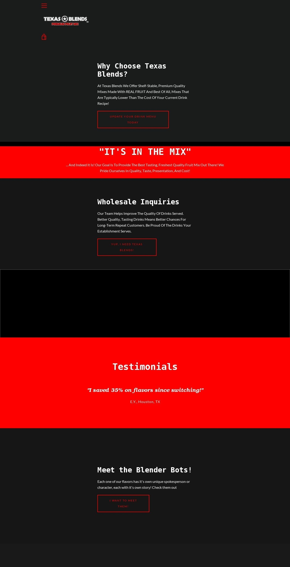 texasblends.com shopify website screenshot