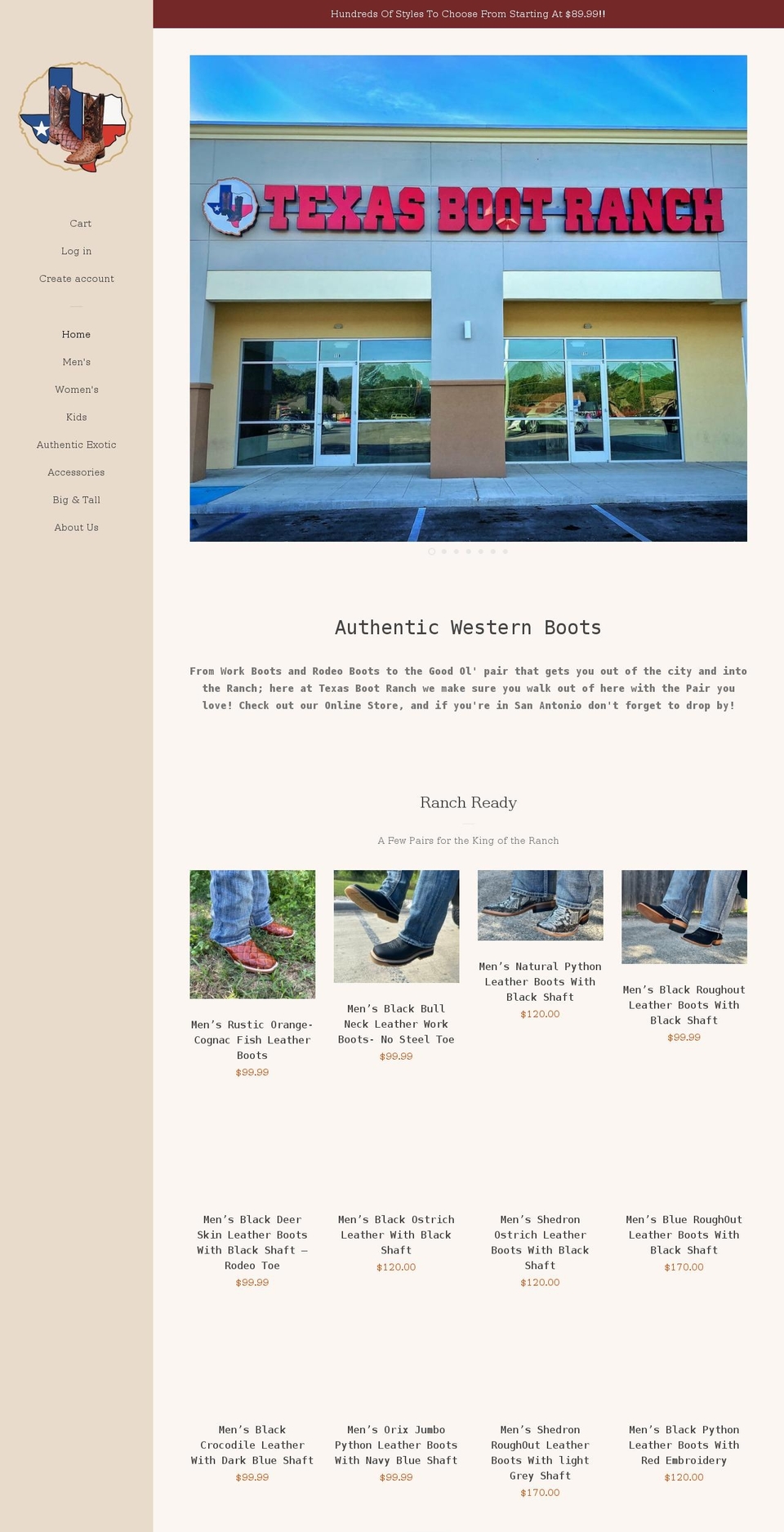 texasbootranch.net shopify website screenshot