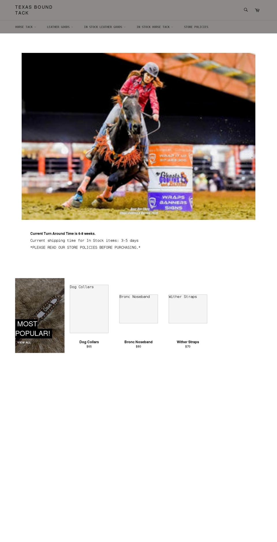 texasboundtack.com shopify website screenshot