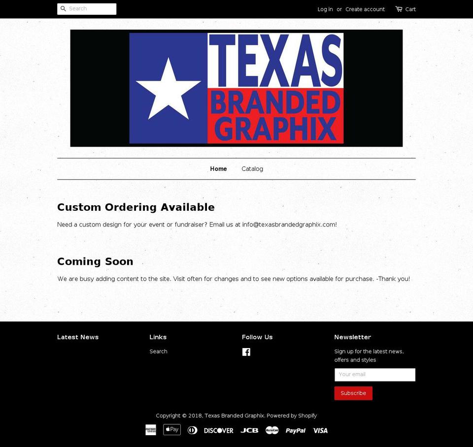 texasbrandedgraphix.com shopify website screenshot