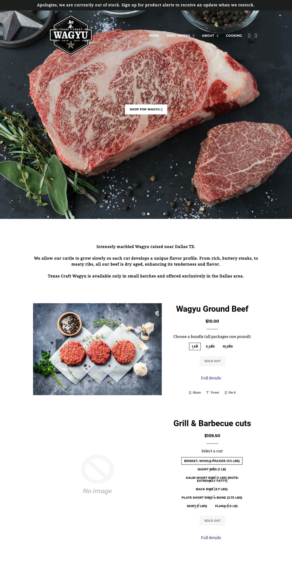 texascraftmeat.com — Shopify storefront screenshot