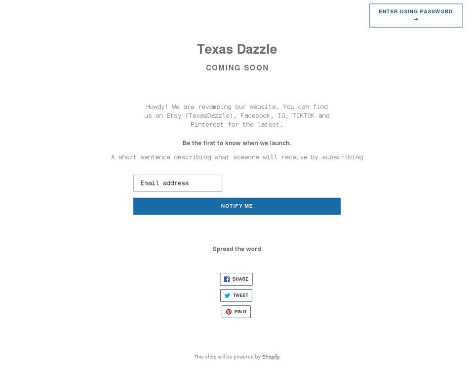 texasdazzle.com shopify website screenshot