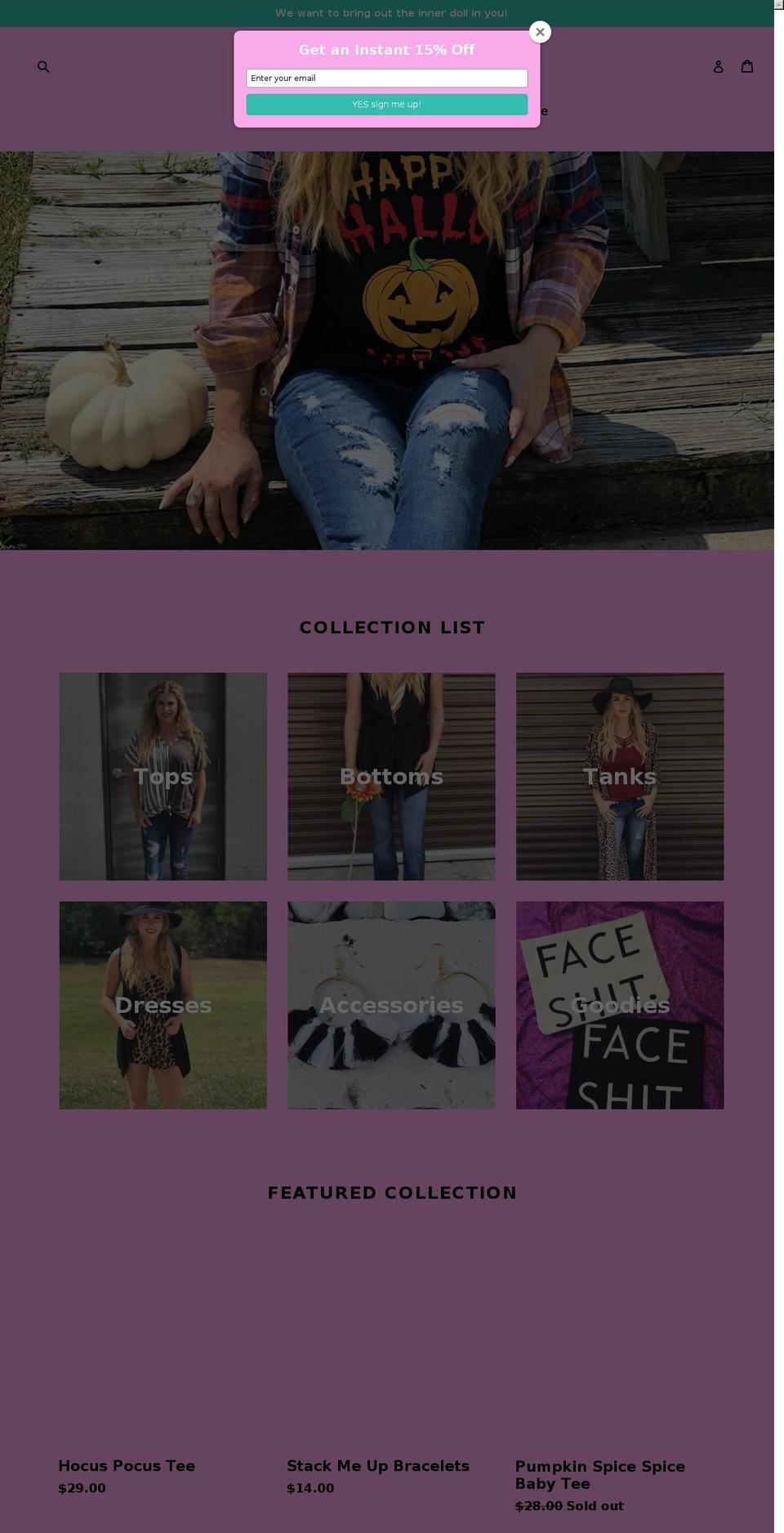 texasdollsboutique.com — Shopify storefront screenshot