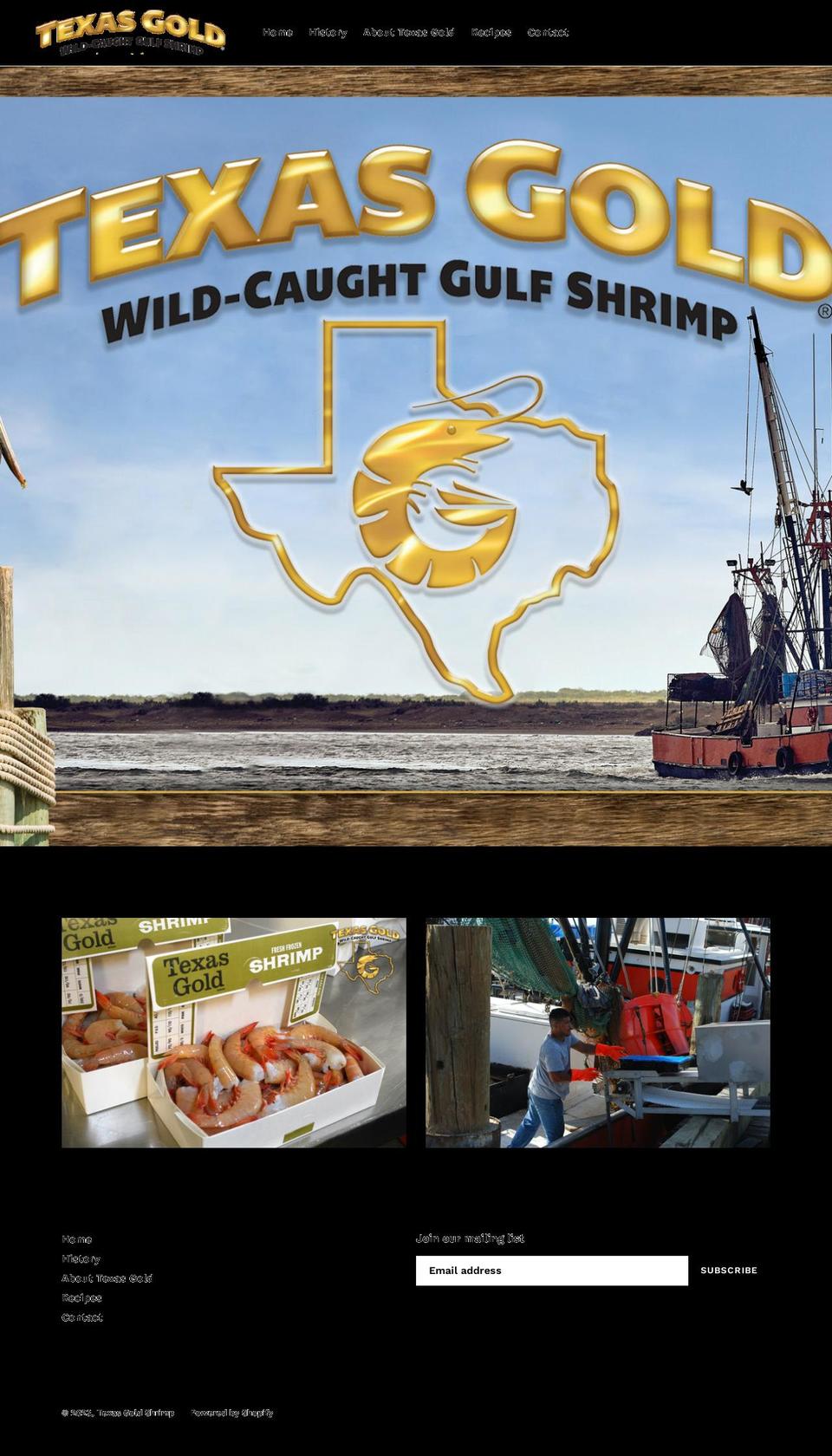 texasgoldshrimp.com shopify website screenshot