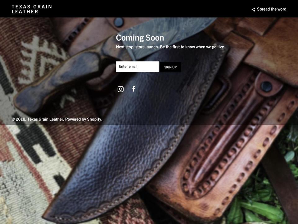 texasgrainleather.com shopify website screenshot