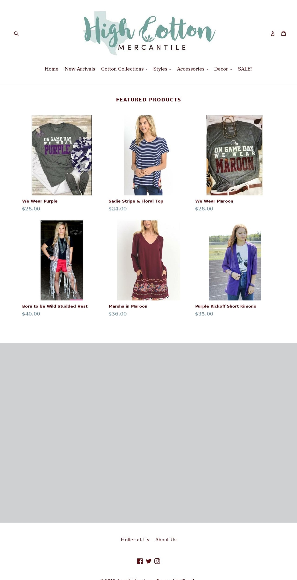 texashighcotton.com — Shopify storefront screenshot