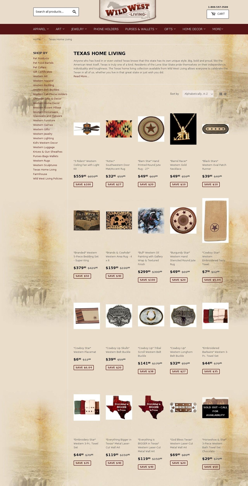 texashomeliving.com — Shopify storefront screenshot