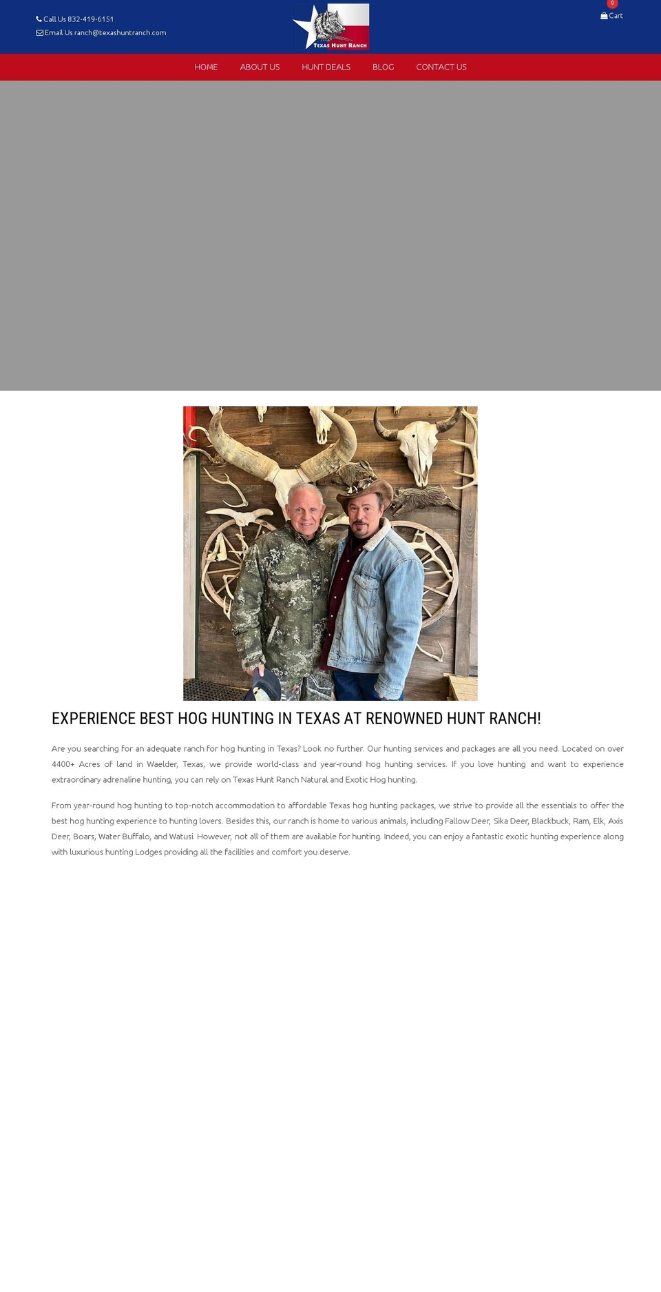 texashuntranch.com shopify website screenshot