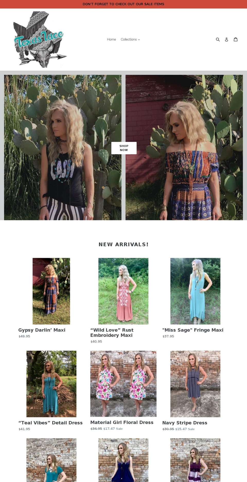 texaslaceboutique.com — Shopify storefront screenshot