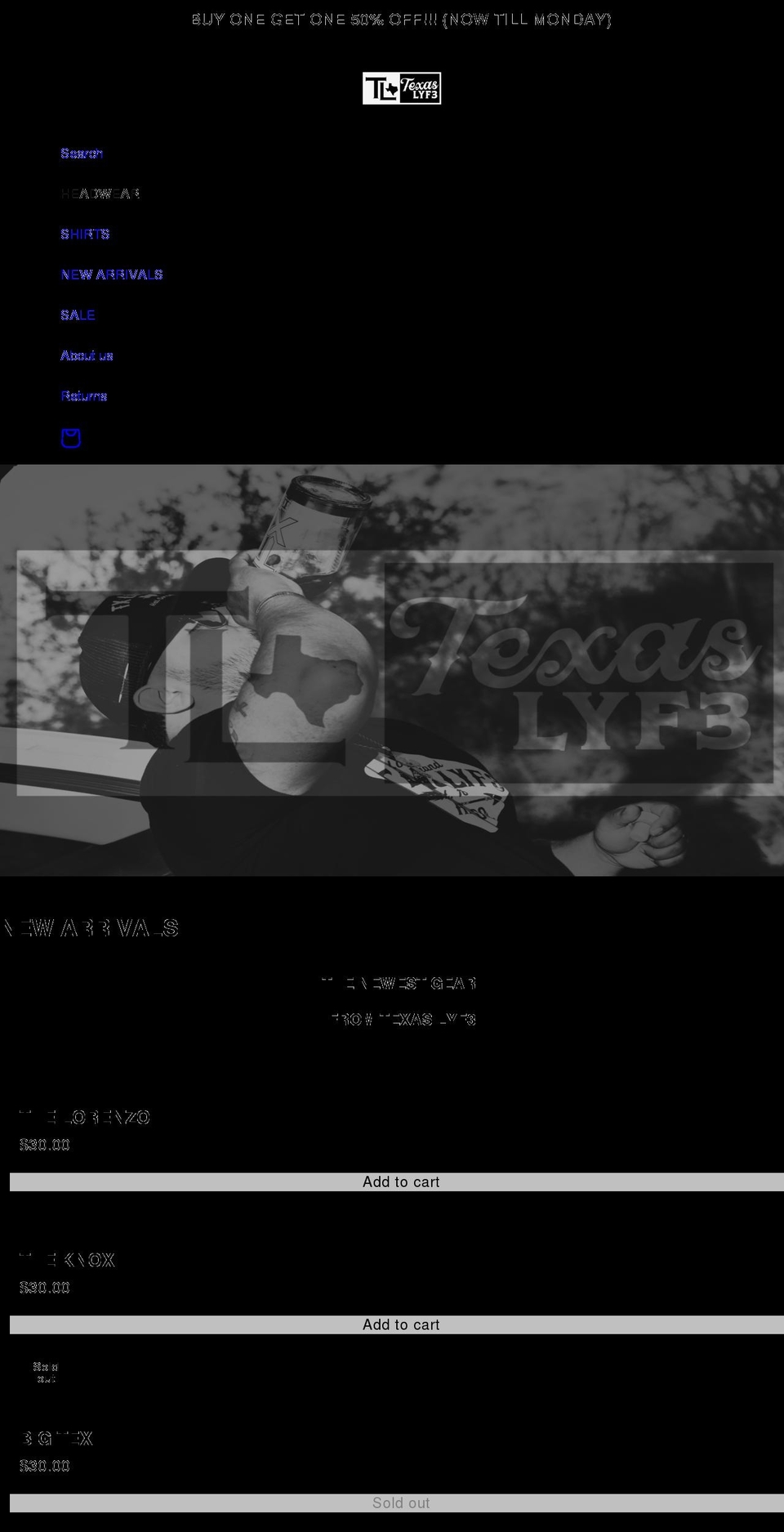 texaslyf3.com — Shopify storefront screenshot