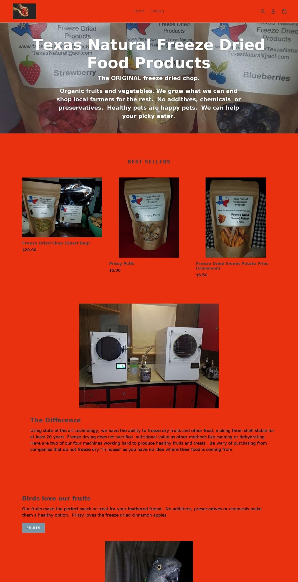 texasnaturalfreezedried.com — Shopify storefront screenshot
