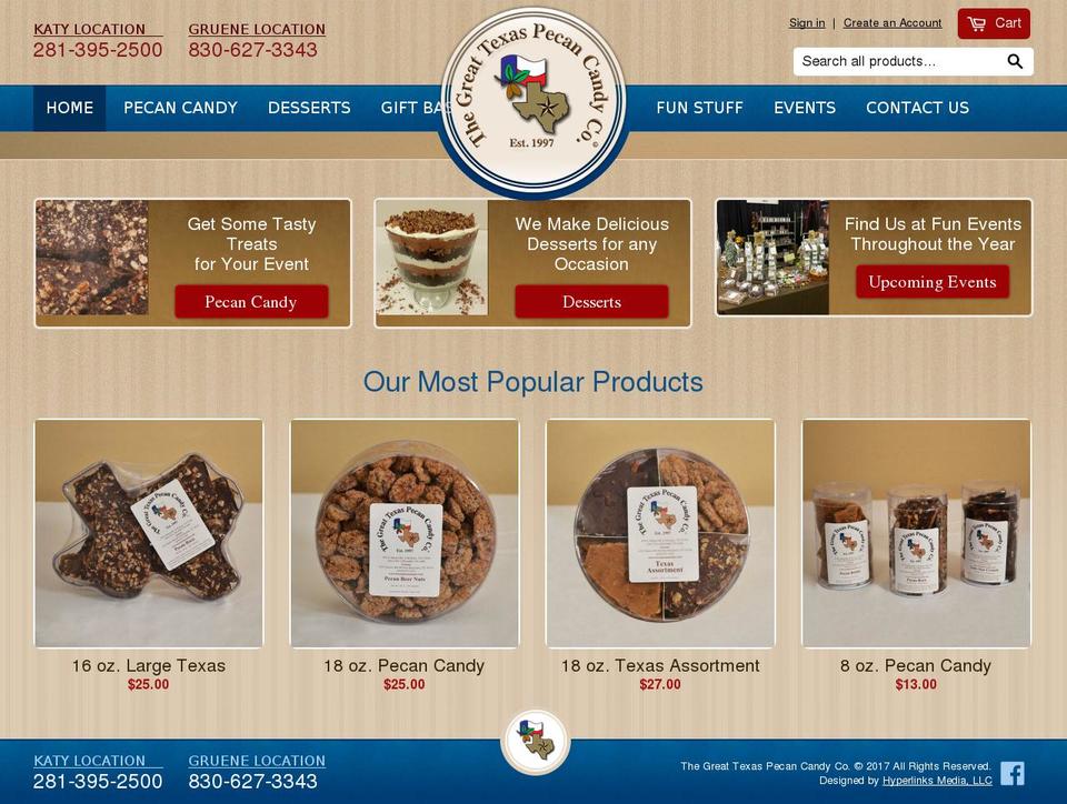 texaspecancandy.com shopify website screenshot
