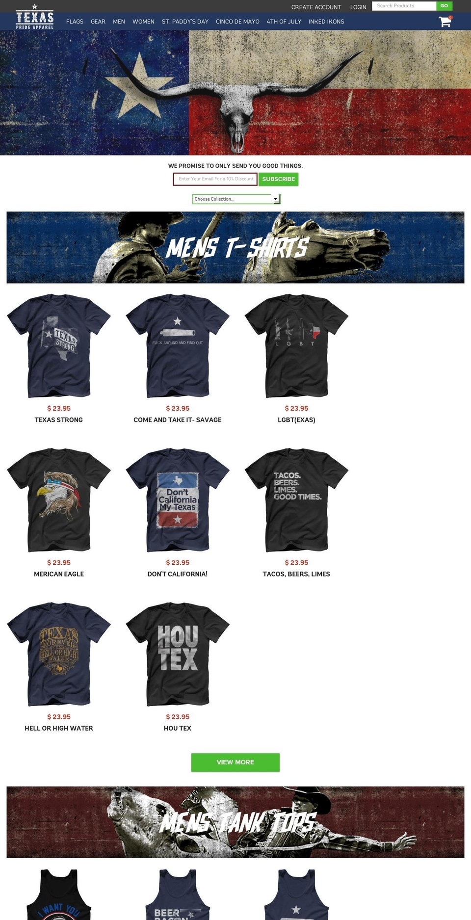 texaspridefans.com — Shopify storefront screenshot