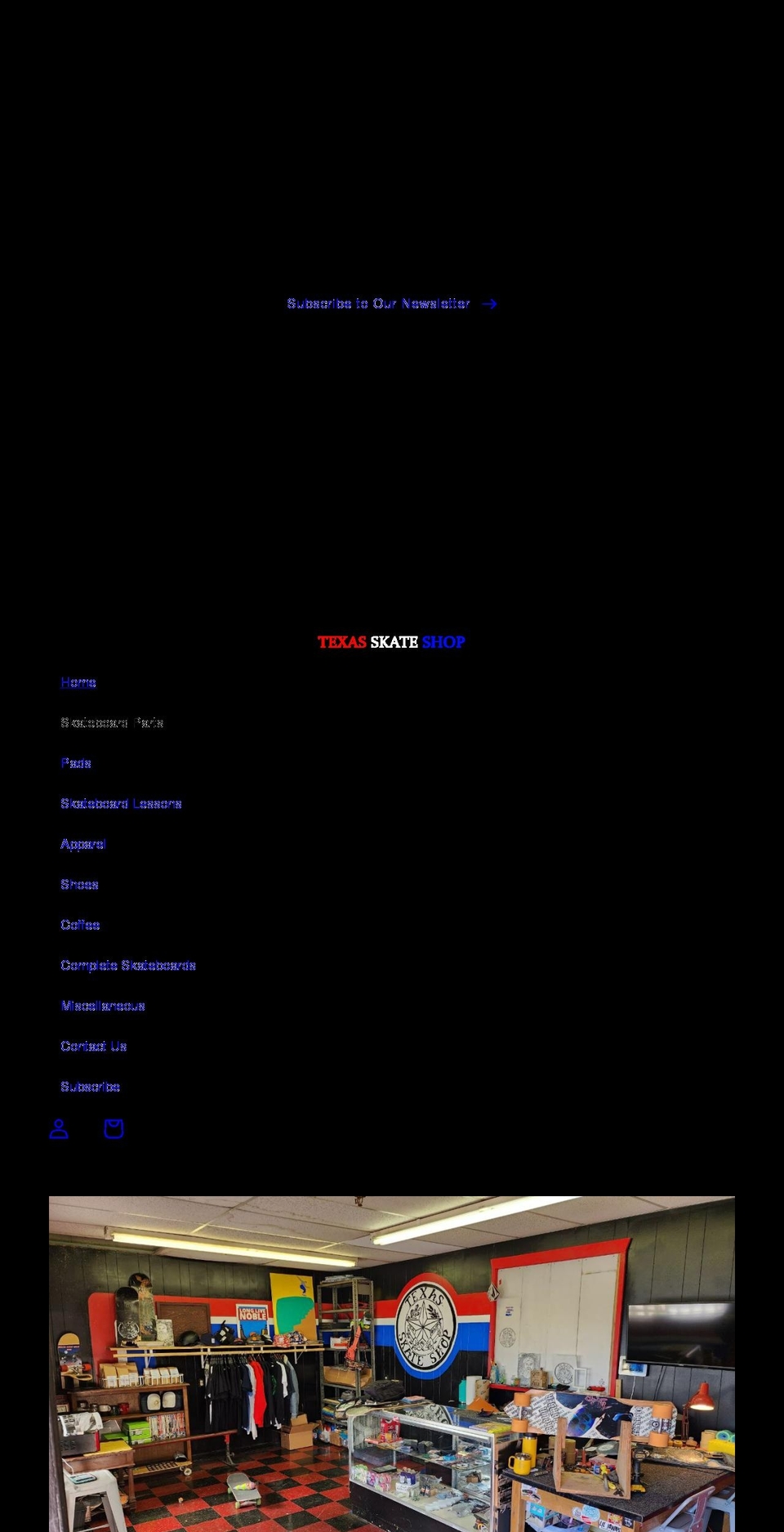 texasskateshop.com shopify website screenshot