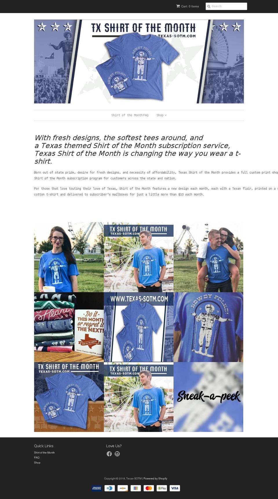 texassotm.com shopify website screenshot
