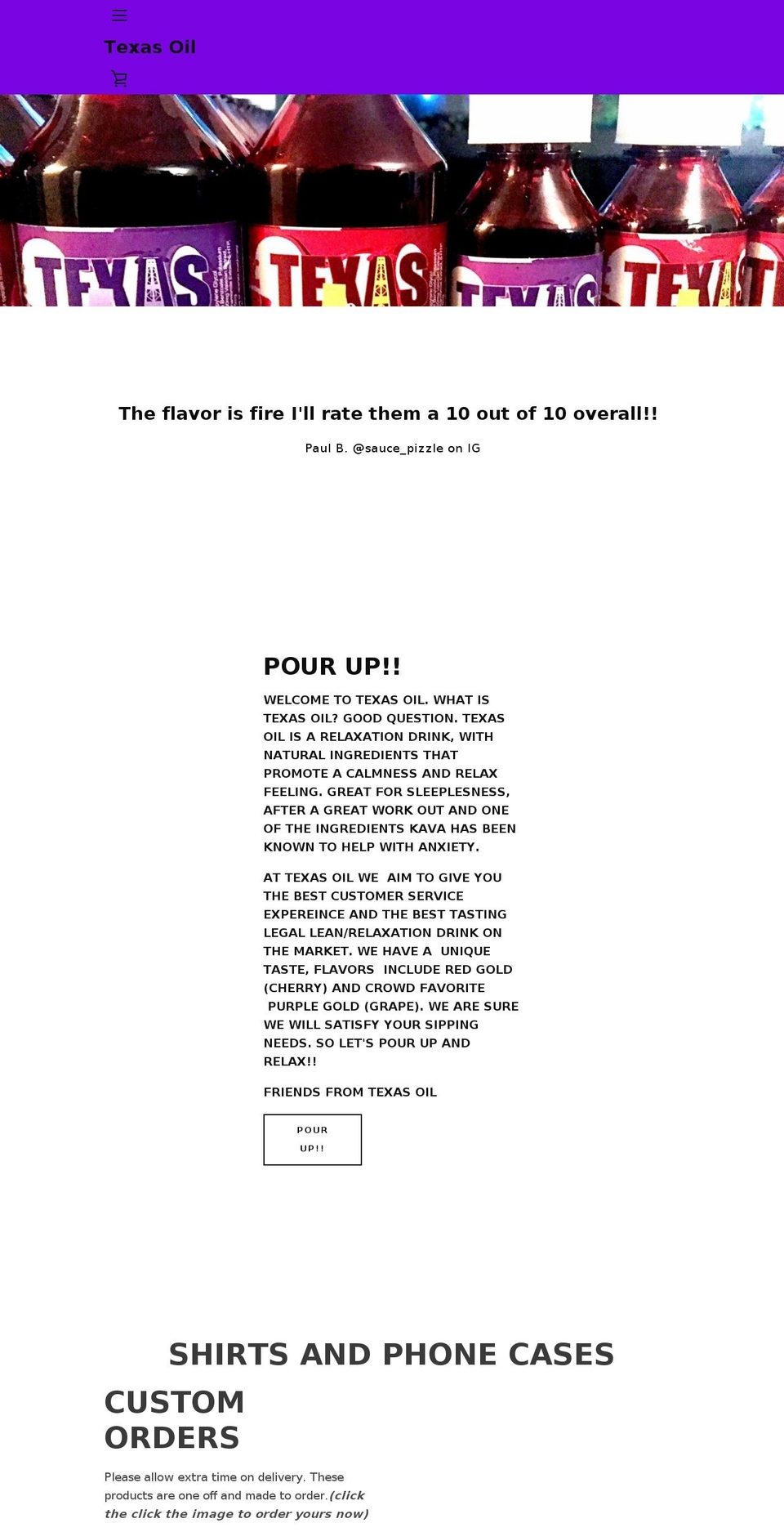texassyrup.com — Shopify storefront screenshot