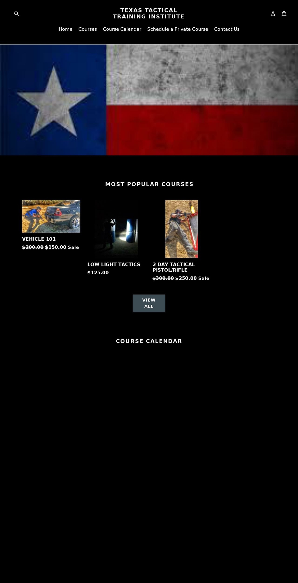 texastacticaltraininginstitute.com shopify website screenshot