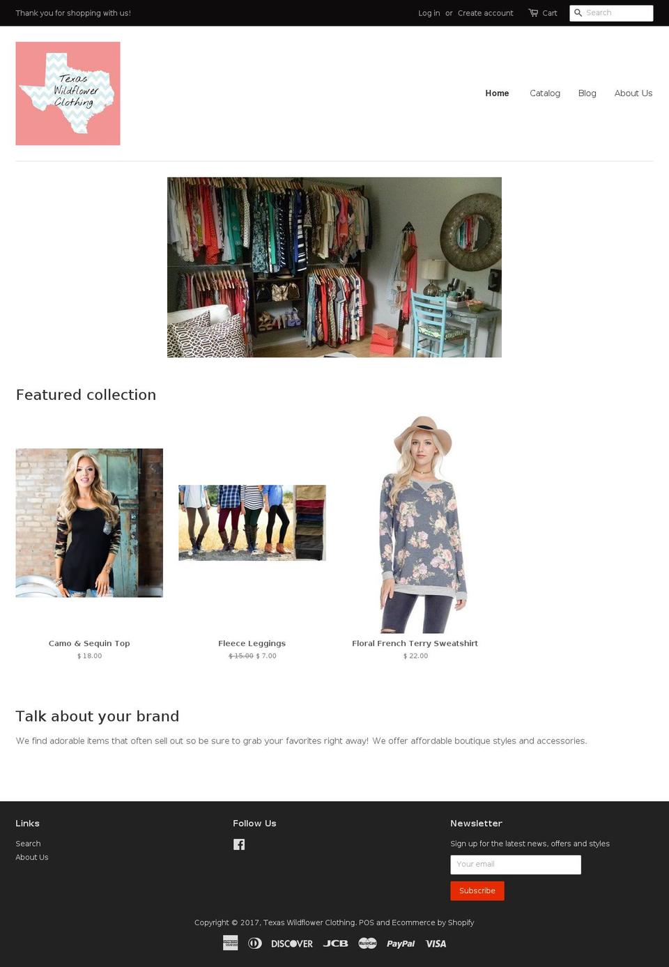 texaswildflowerclothing.com shopify website screenshot