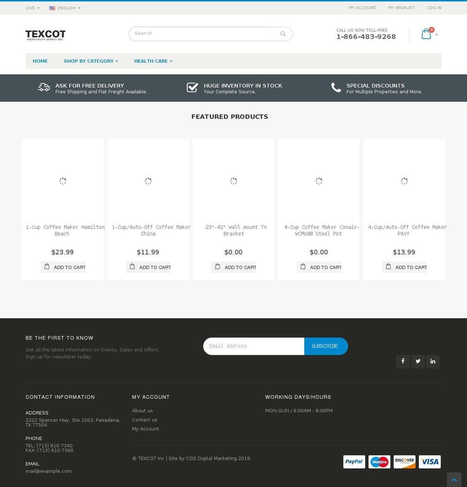 texcotinc.com shopify website screenshot