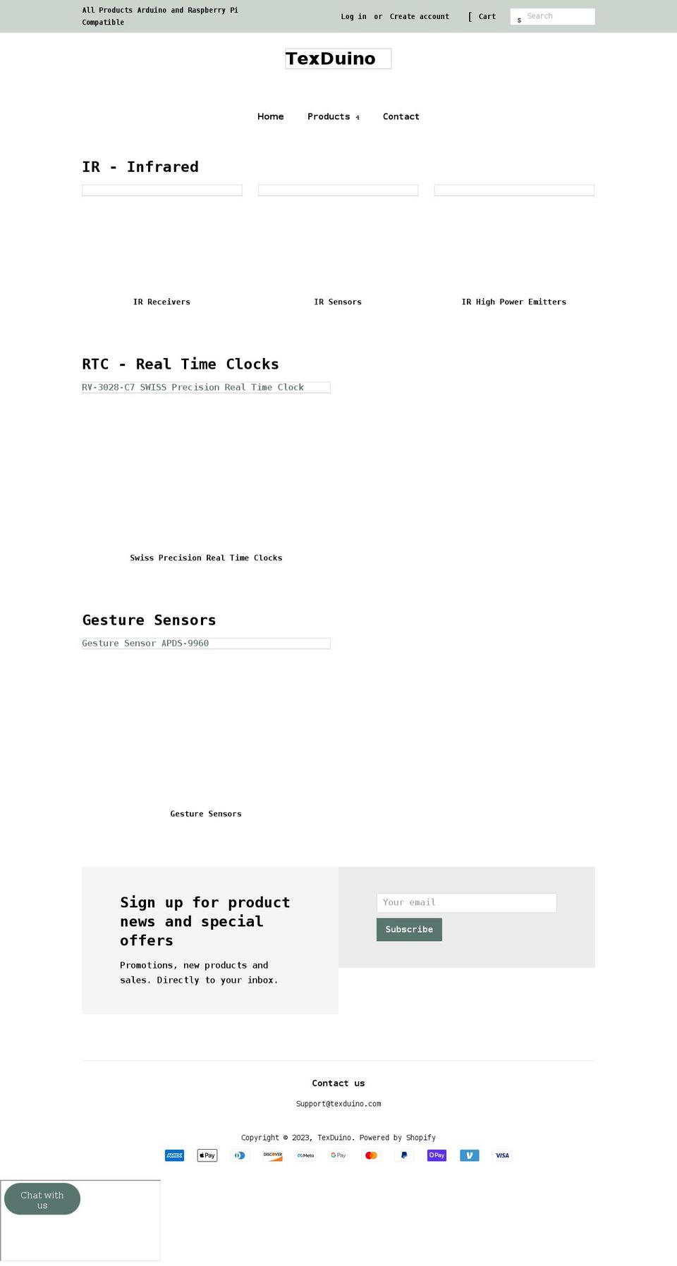 texduino.com shopify website screenshot