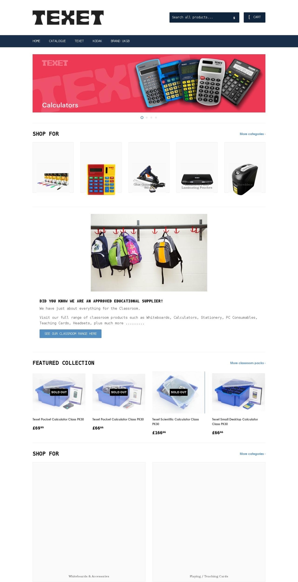 texetretail.com shopify website screenshot