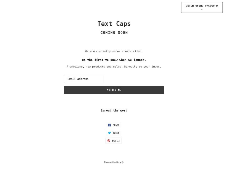 textcaps.com shopify website screenshot