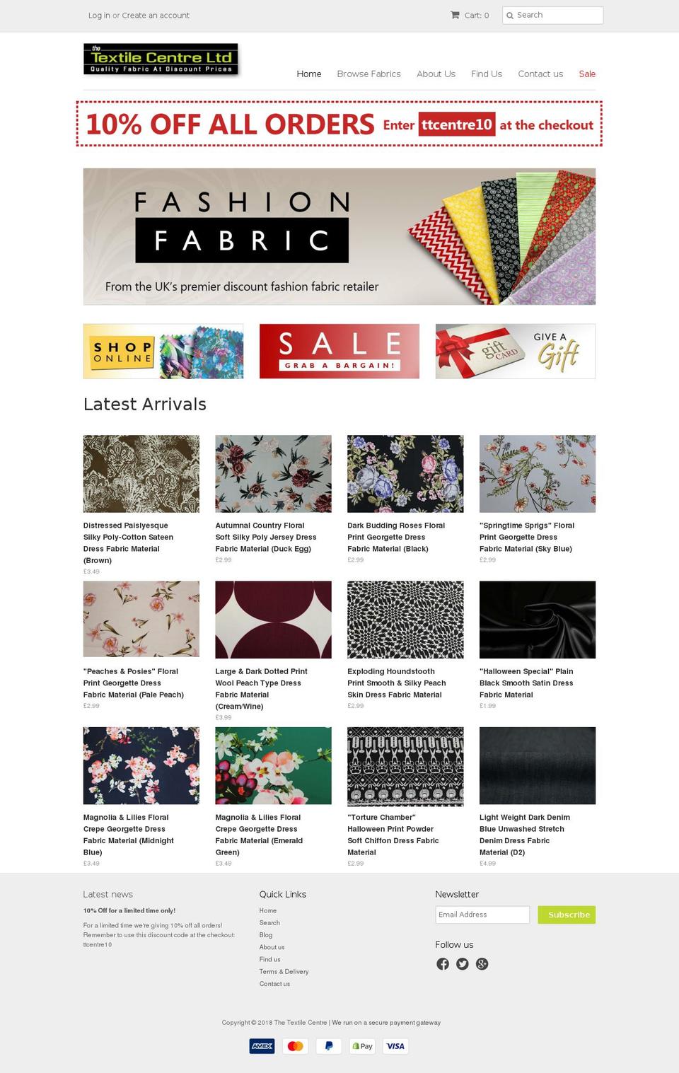 textilecentre.london shopify website screenshot