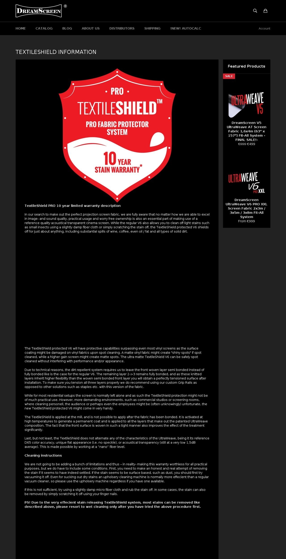 textileshield.com — Shopify storefront screenshot