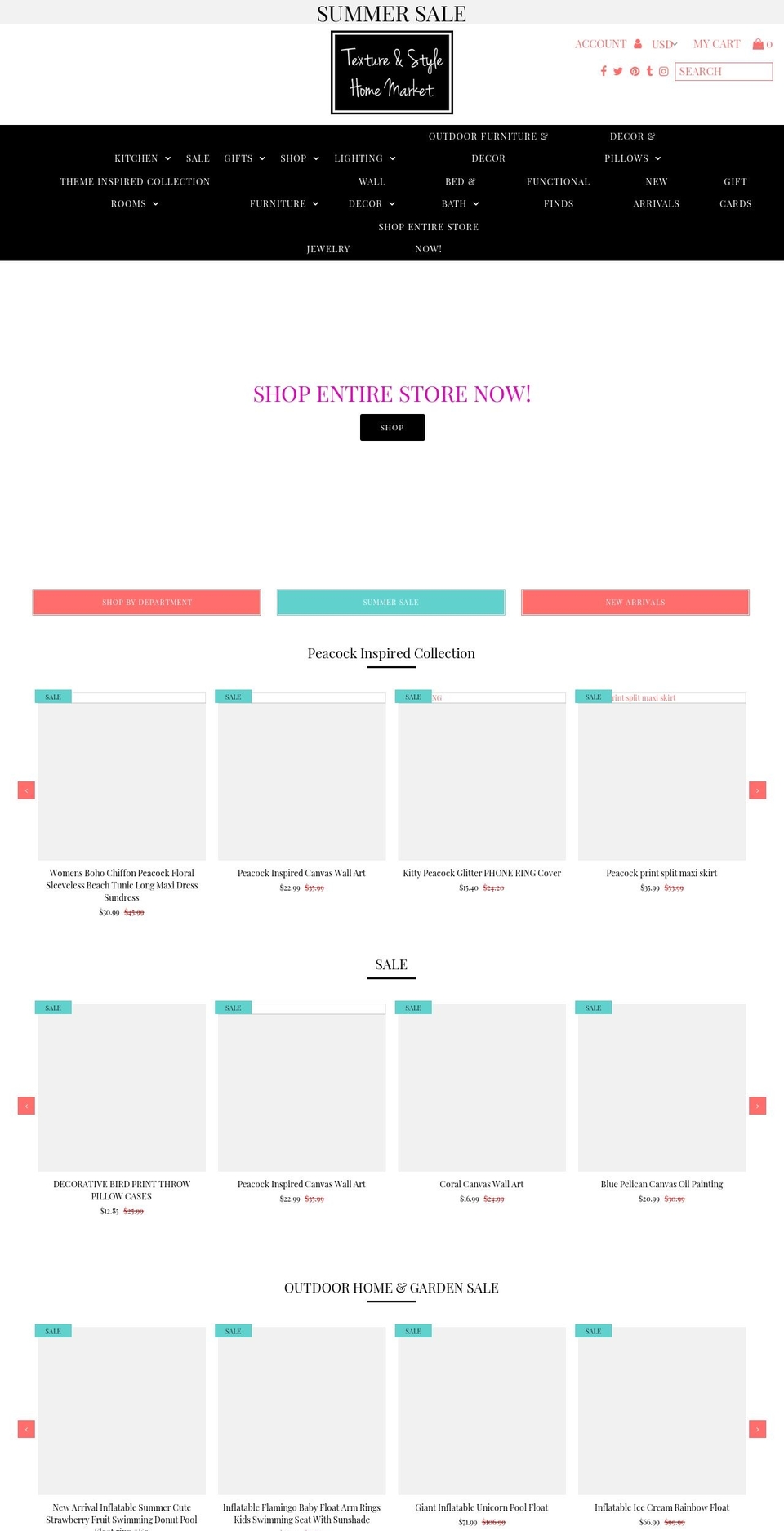 textureandstylehome.com — Shopify storefront screenshot