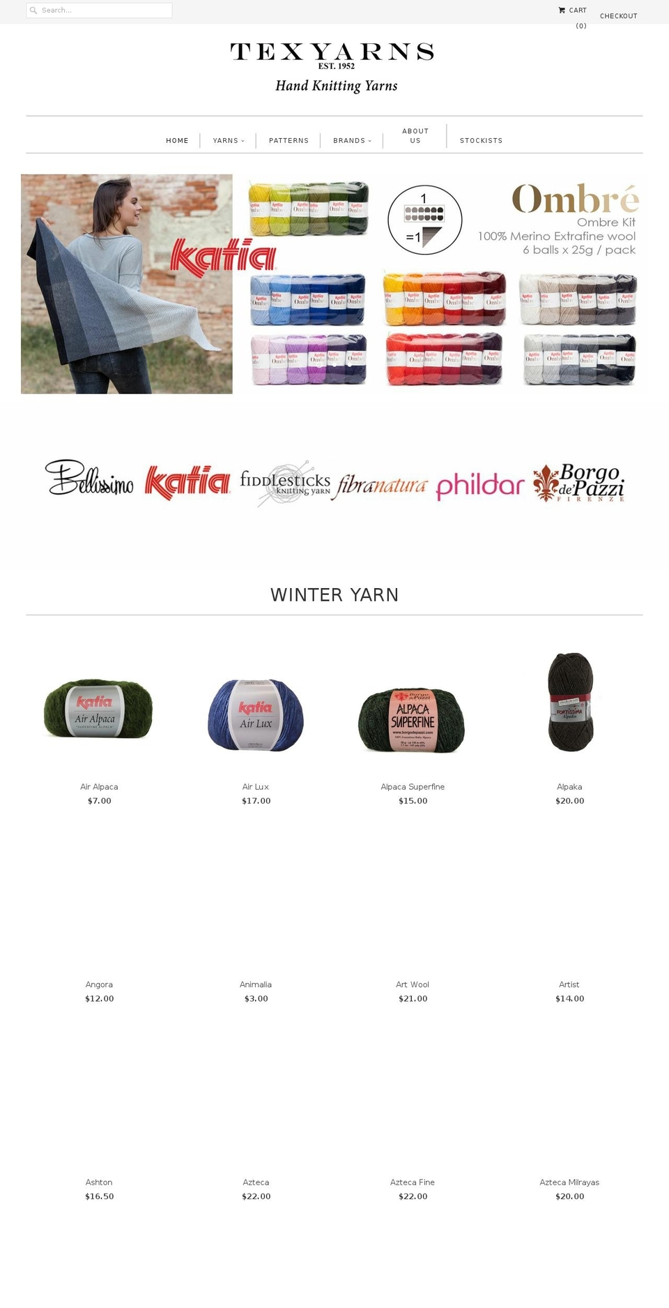 texyarns.com shopify website screenshot