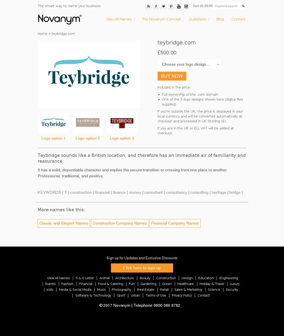 teybridge.com shopify website screenshot