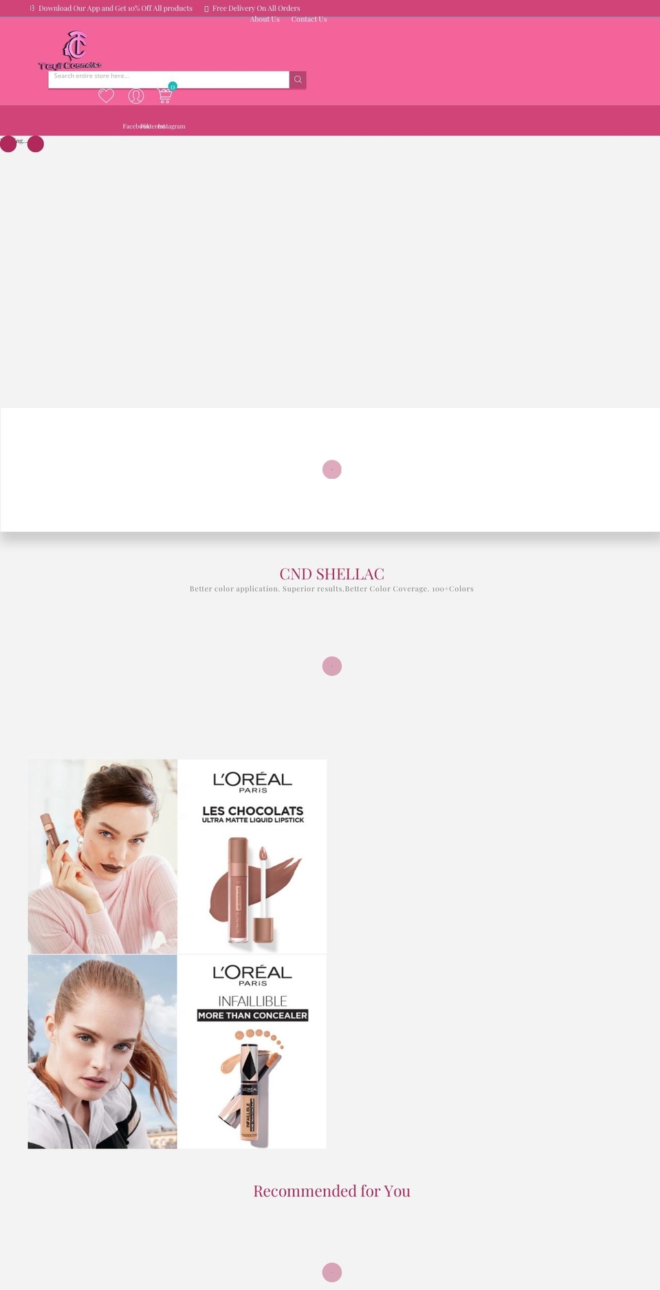 infinit Shopify theme site example teylicosmetics.com