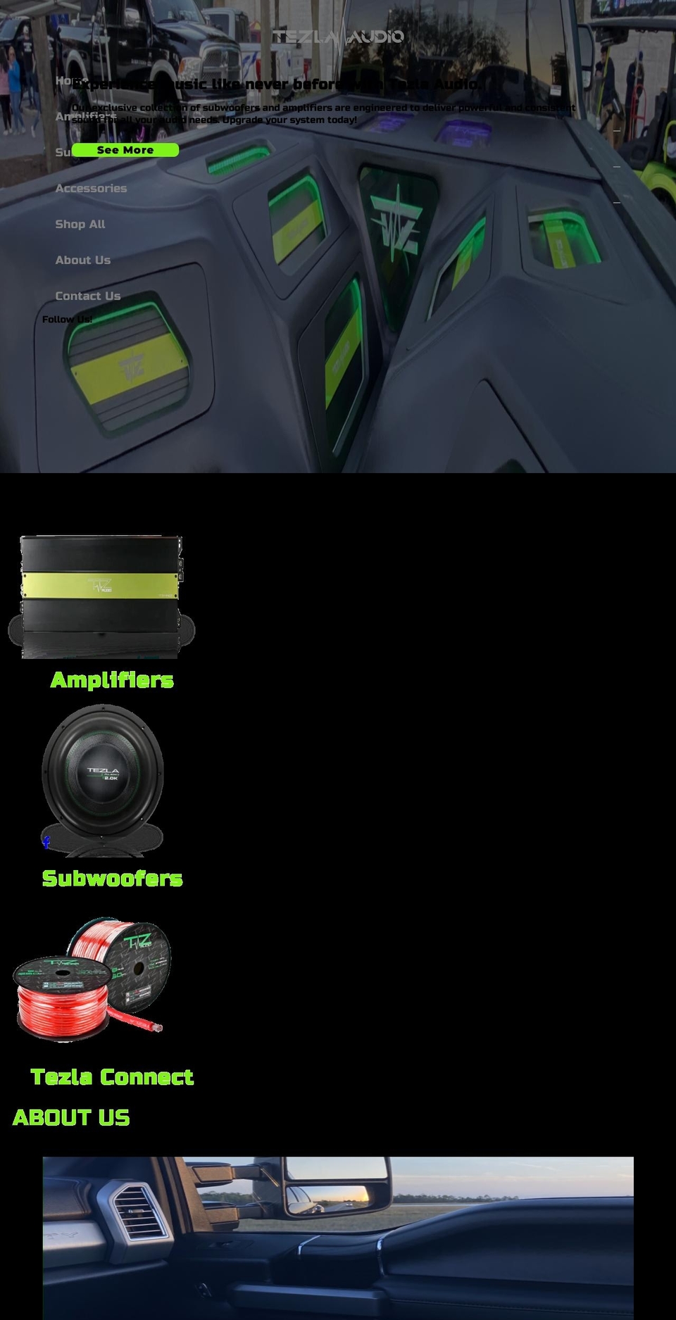 tezlaaudio.com shopify website screenshot