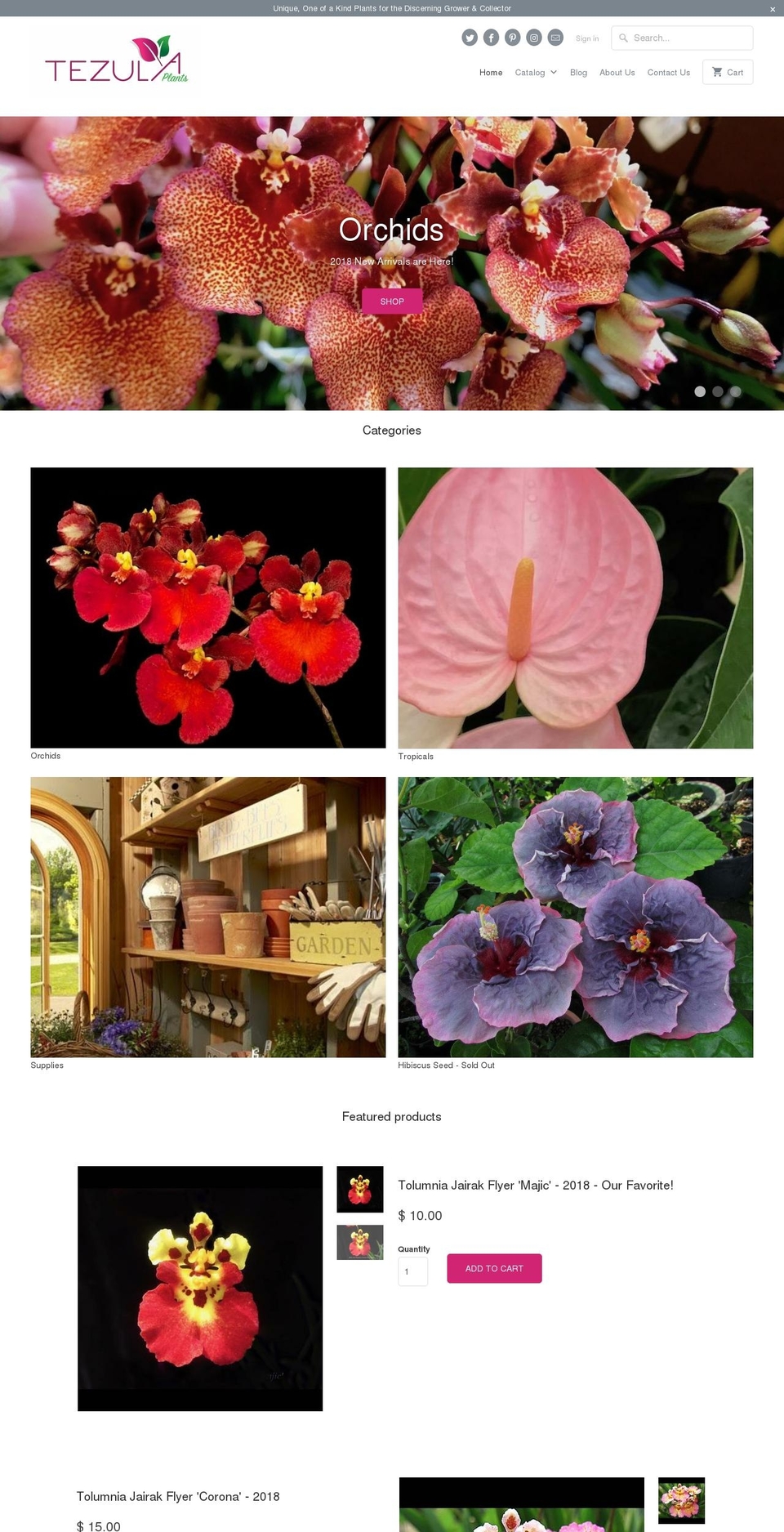tezulaplants.com shopify website screenshot