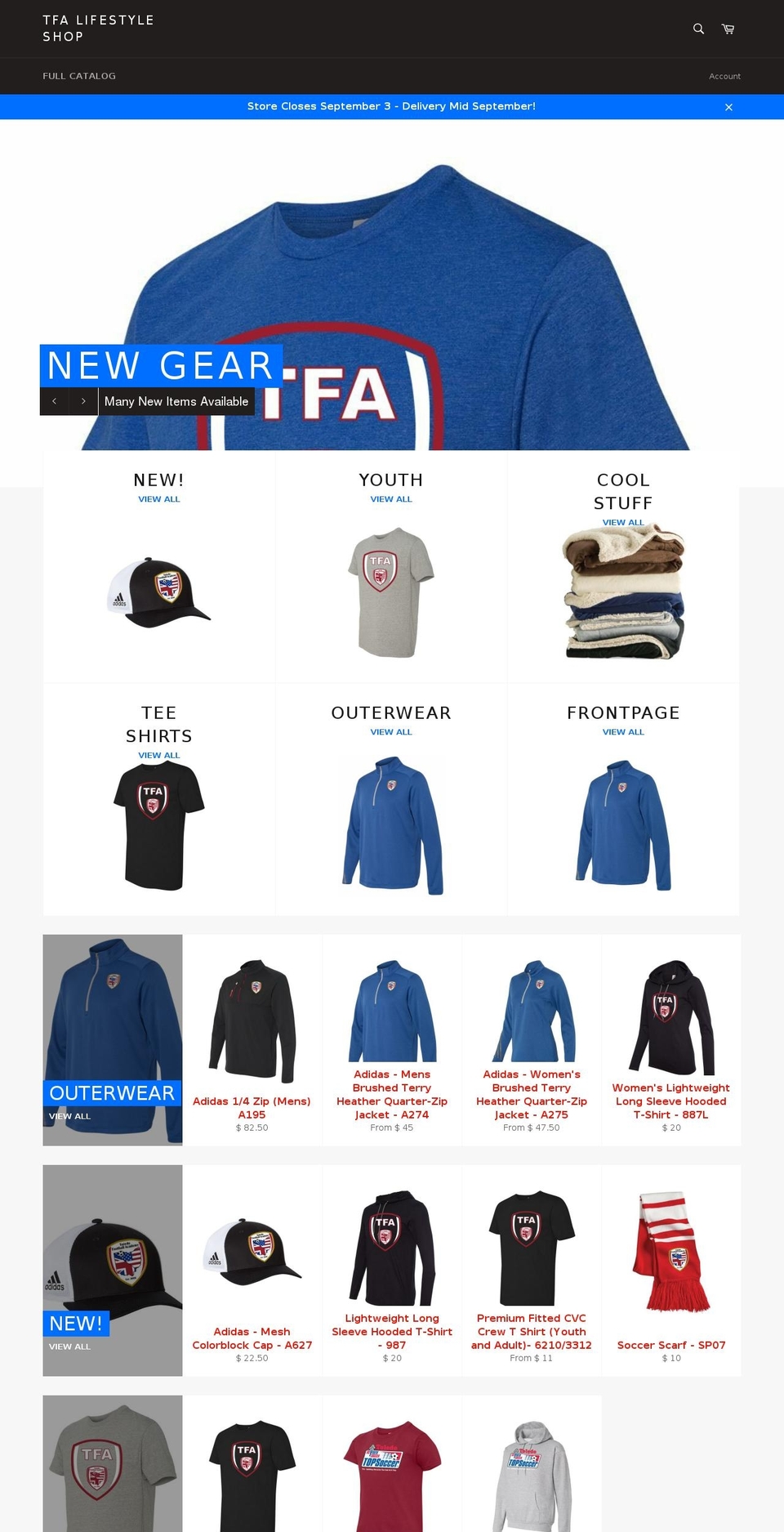 tfaproshop.com — Shopify storefront screenshot
