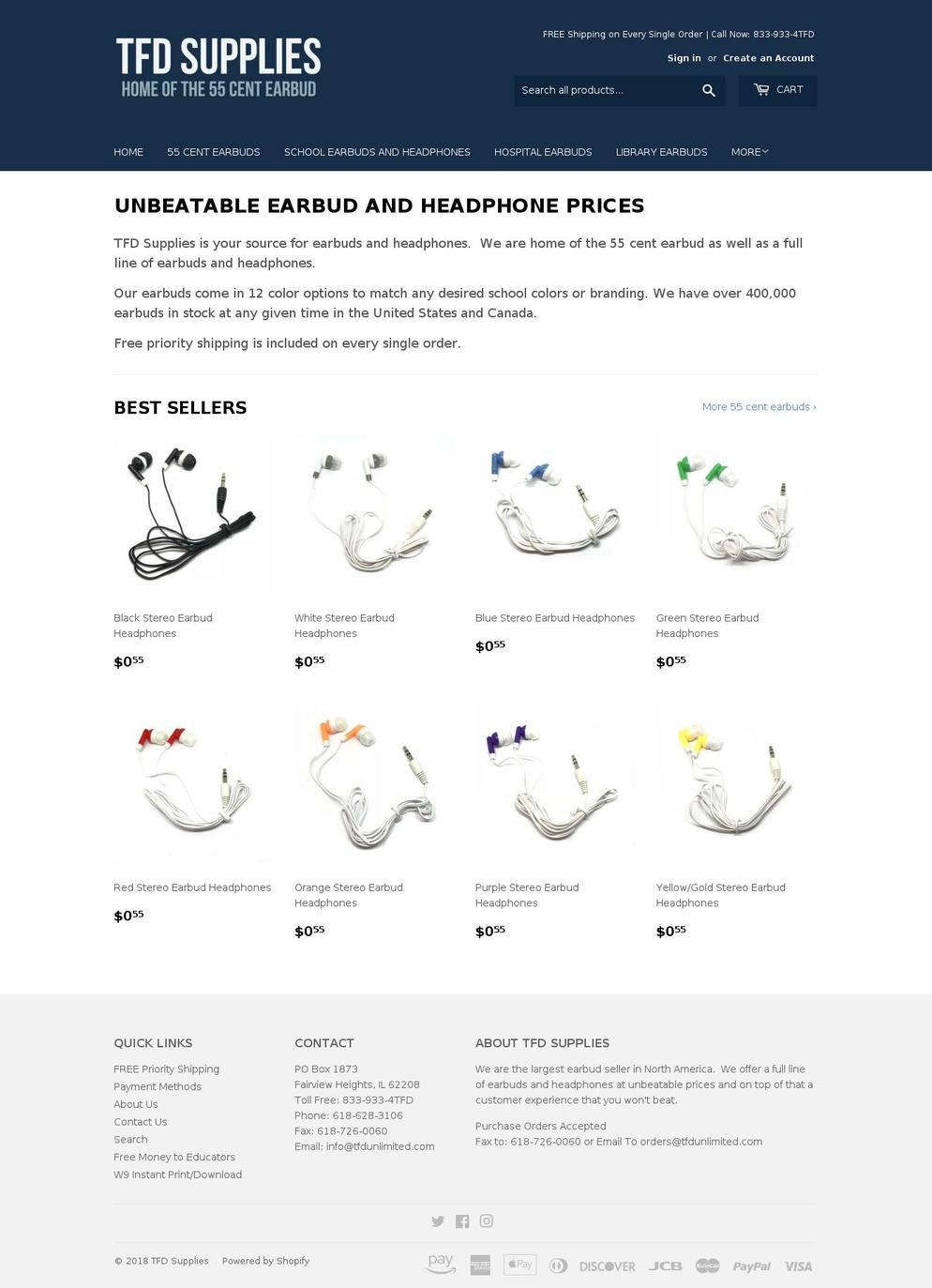 tfdsupplies.com shopify website screenshot