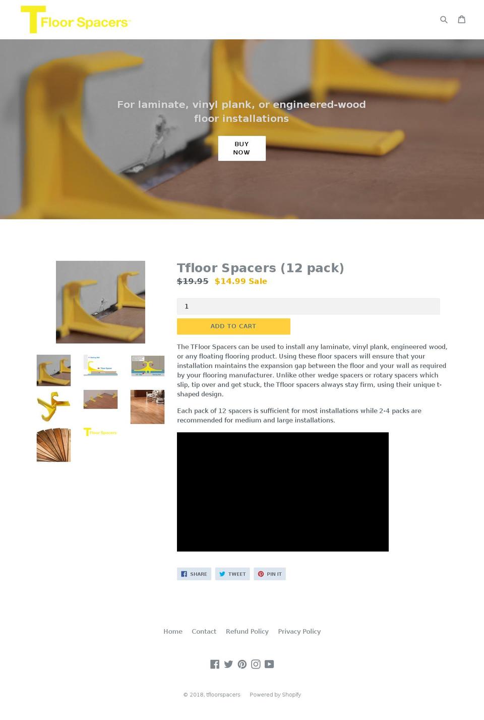 Saffron Shopify theme site example tfloorspacers.com