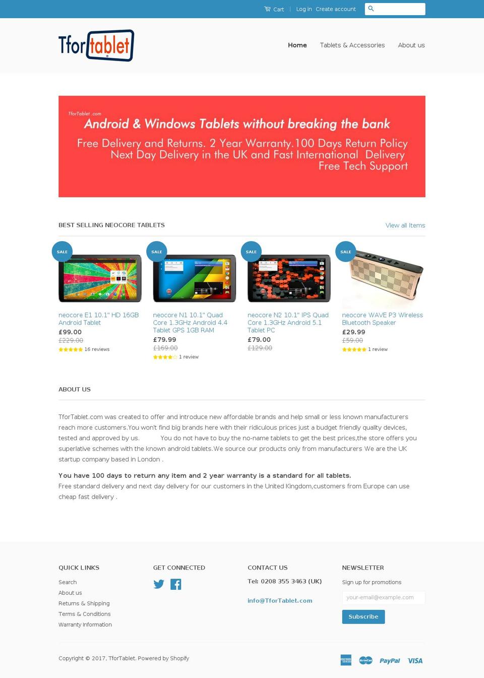 tfortablet.com shopify website screenshot