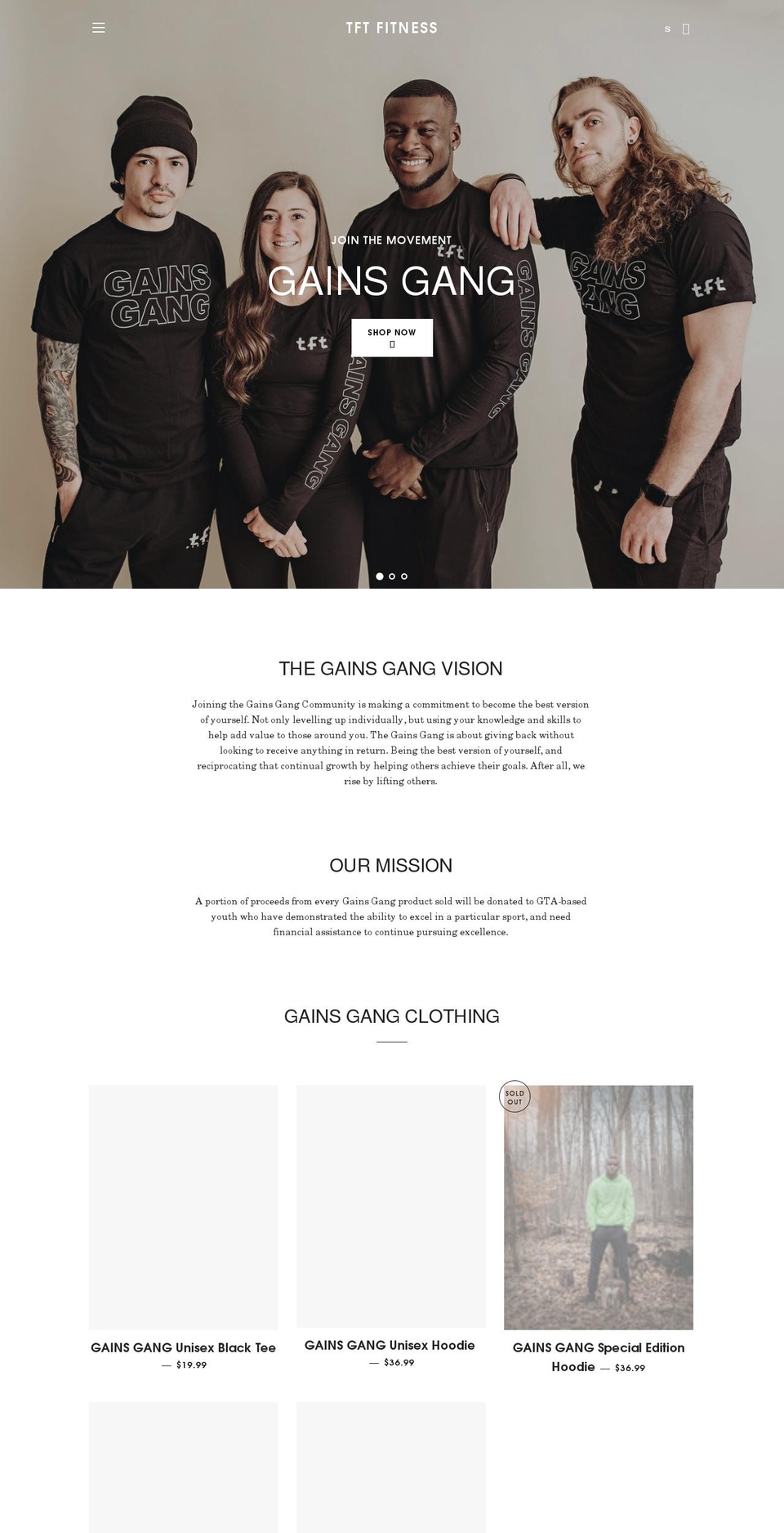 tftgainsgang.com shopify website screenshot