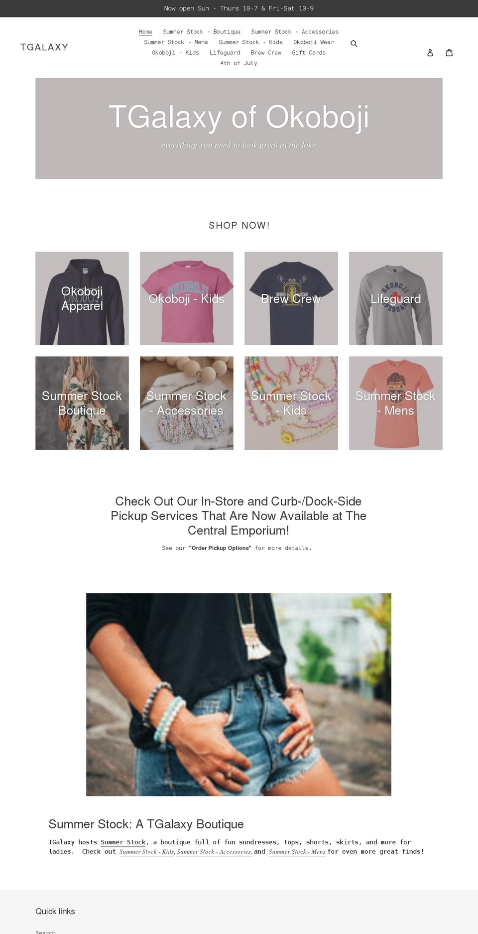 tgalaxy-okoboji.com shopify website screenshot