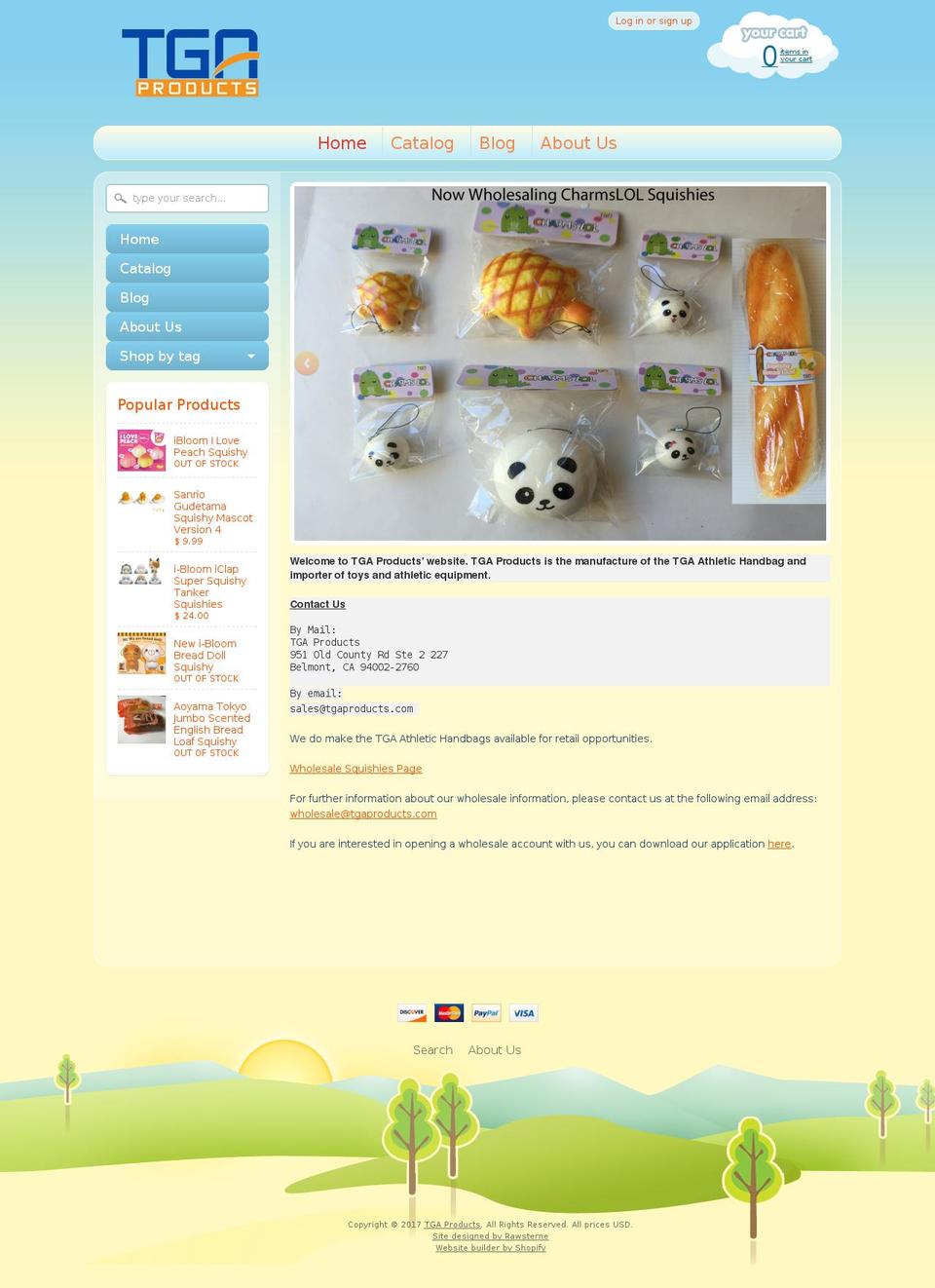 tgaproducts.com shopify website screenshot