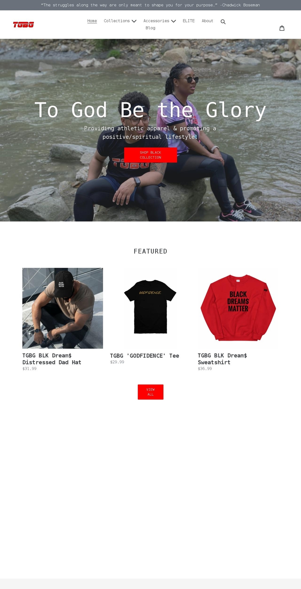 tgbgbrand.com shopify website screenshot