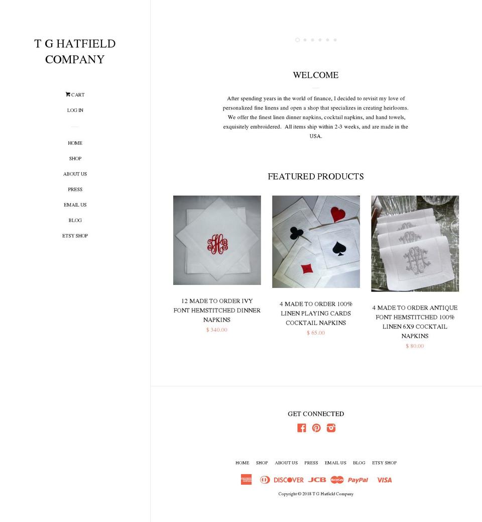 tghatfieldcompany.com — Shopify storefront screenshot